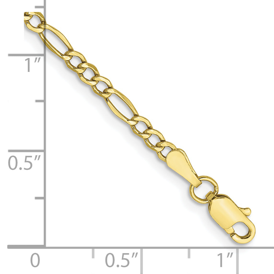 10k 2.5mm Semi-Solid Figaro Chain Anklet - Solomon Jewelers