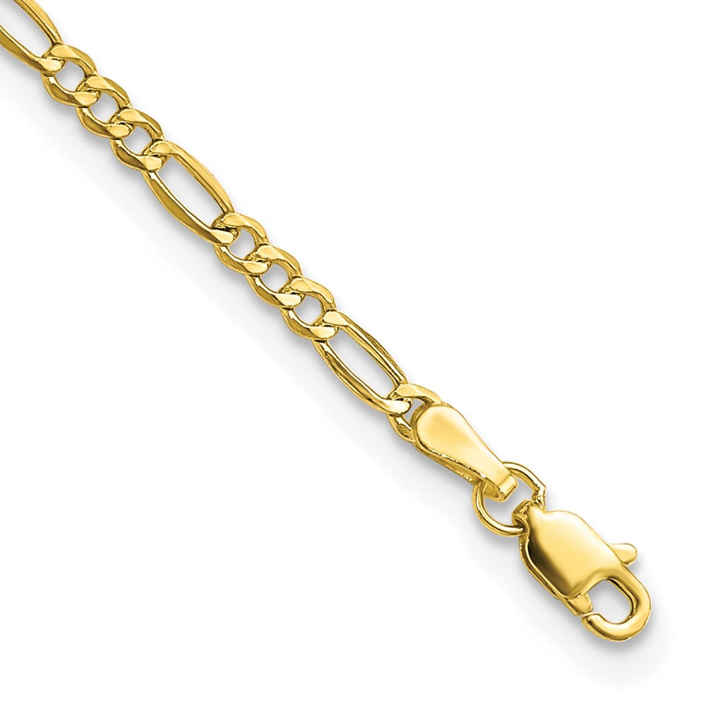 10k 2.5mm Semi-Solid Figaro Chain Anklet - Solomon Jewelers