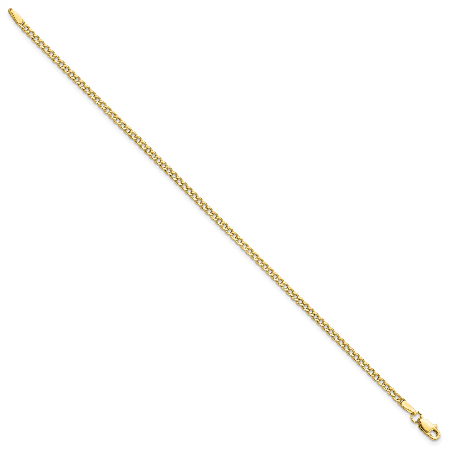 10k 2.5mm Semi-Solid Curb Link Chain Anklet - Solomon Jewelers