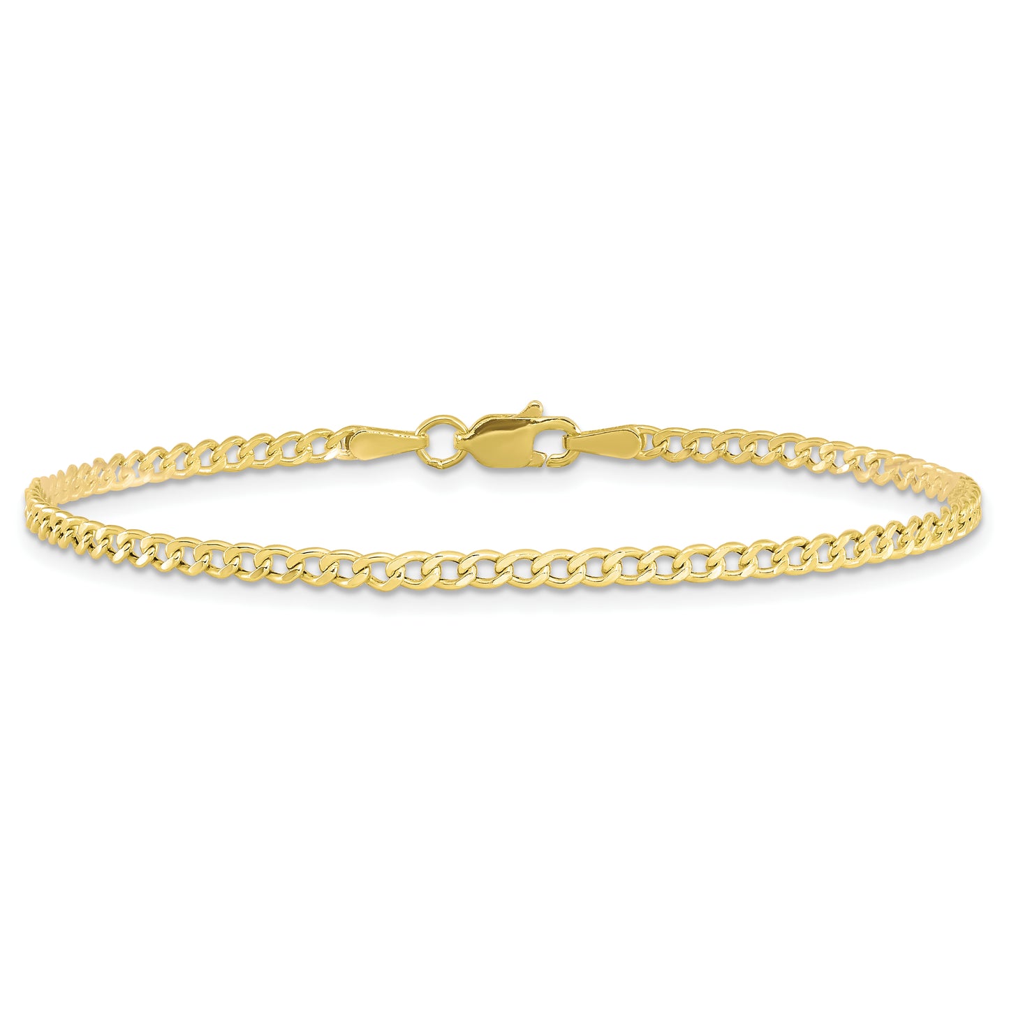 10k 2.5mm Semi-Solid Curb Link Chain Anklet - Solomon Jewelers