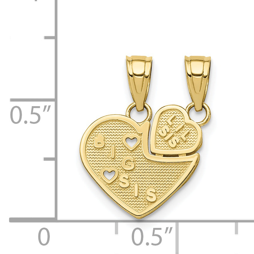 10K BIG SIS, Lil SIS Break-Apart Heart Charm - Solomon Jewelers
