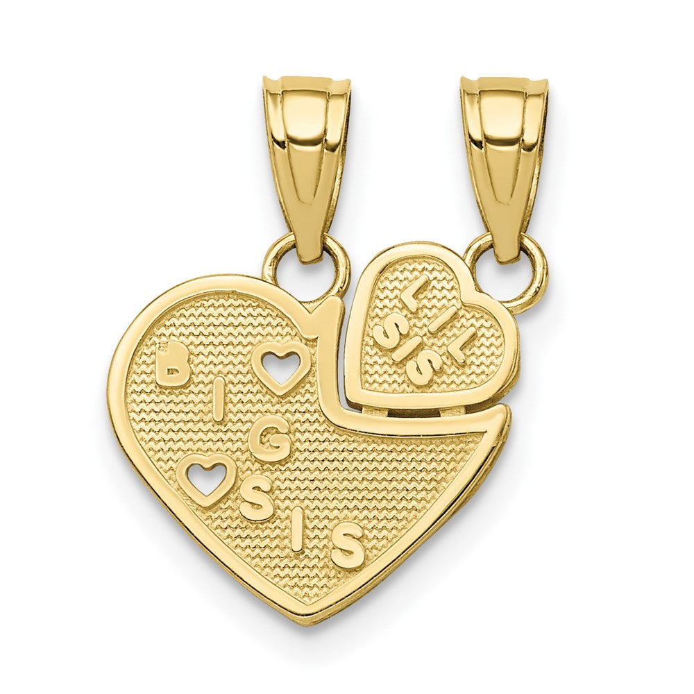 10K BIG SIS, Lil SIS Break-Apart Heart Charm - Solomon Jewelers