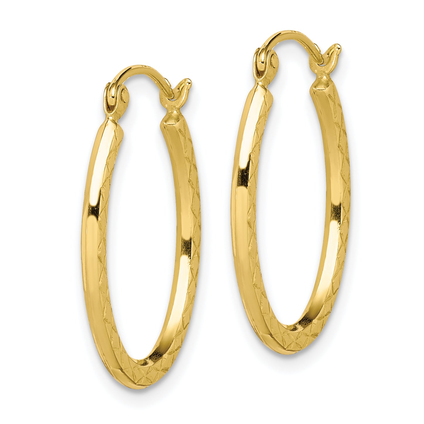 10K Textured Hollow Oval Hoop Earrings - Solomon Jewelers