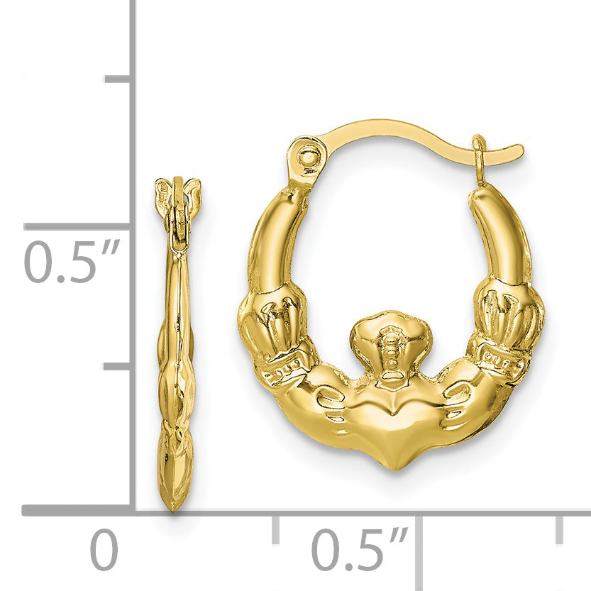 10K Claddagh Hollow Hoop Earrings - Solomon Jewelers
