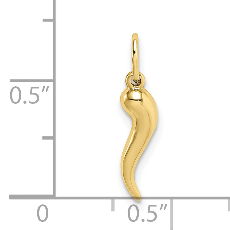 10k Hollow Italian Horn Pendant - Solomon Jewelers