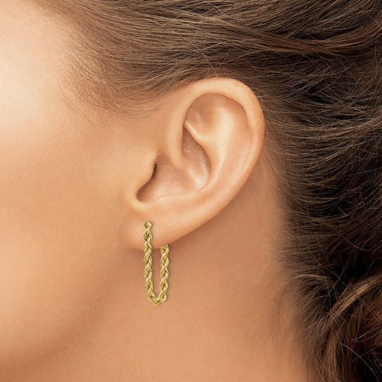 Gold Rope Dangle Post Earrings in Yellow Gold