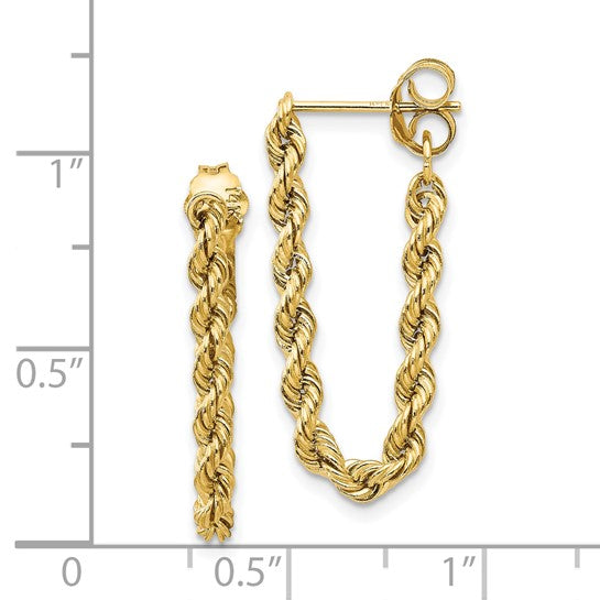 Gold Rope Dangle Post Earrings in Yellow Gold