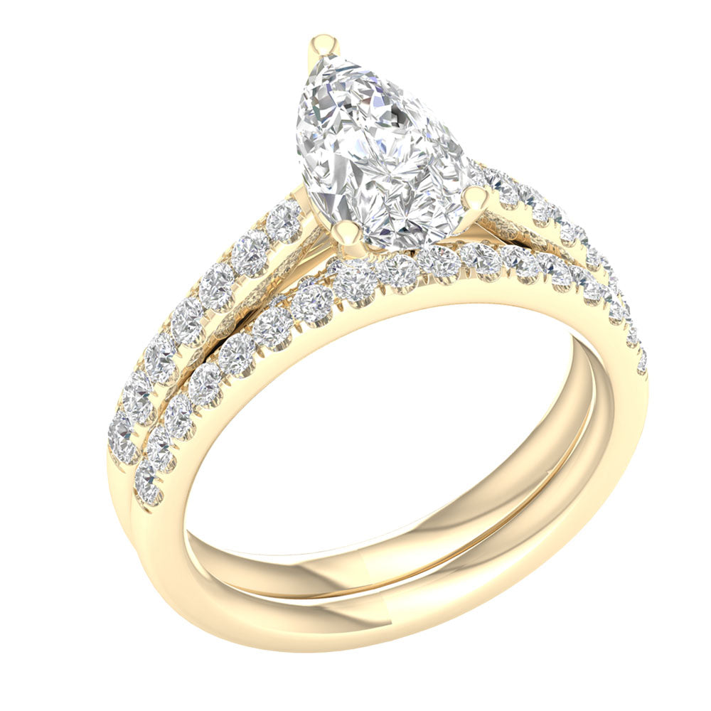 14K 2.33CT Lab Grown Bridal Set - Solomon Jewelers