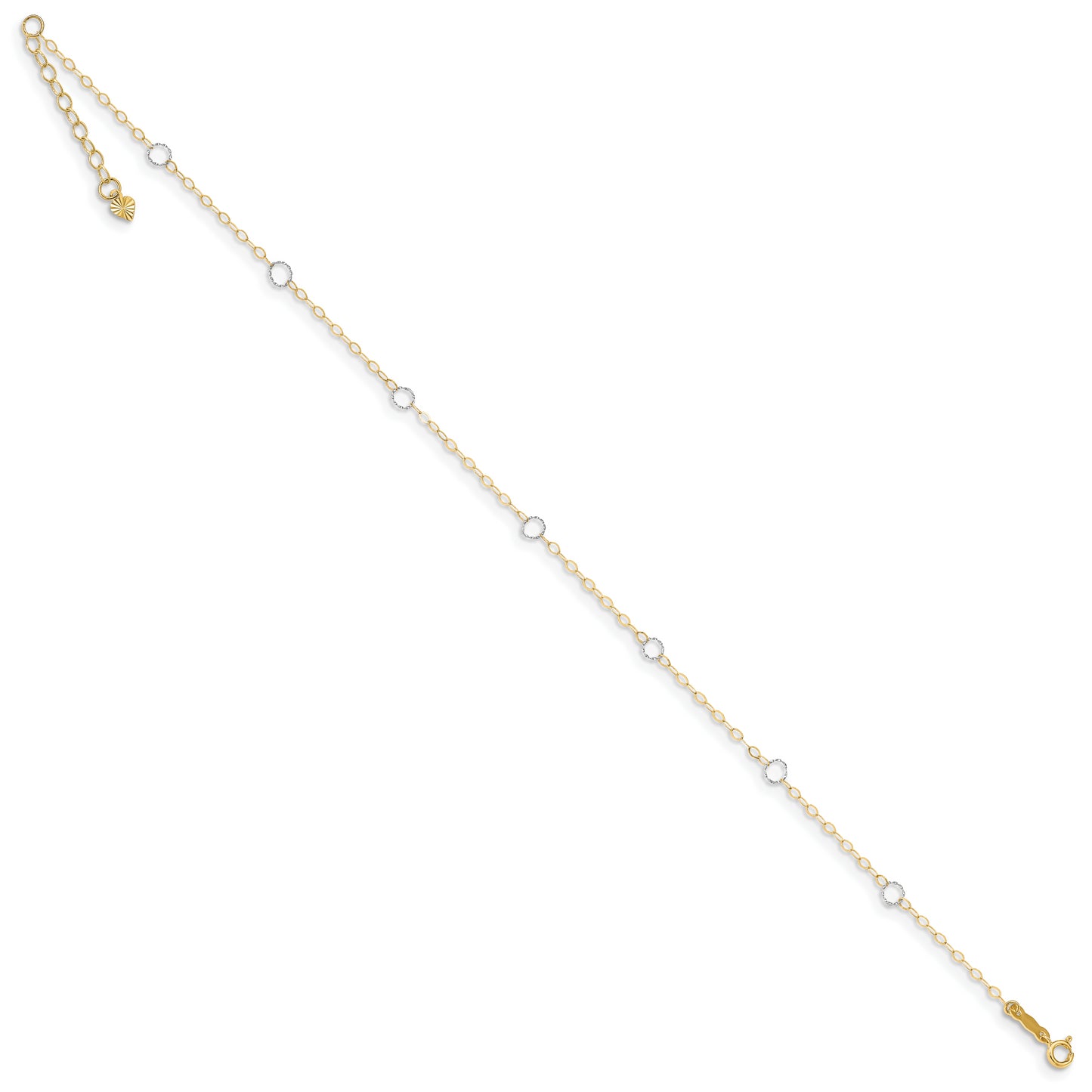 14k Two-Tone Circle 9in Plus 1in ext Anklet - Solomon Jewelers