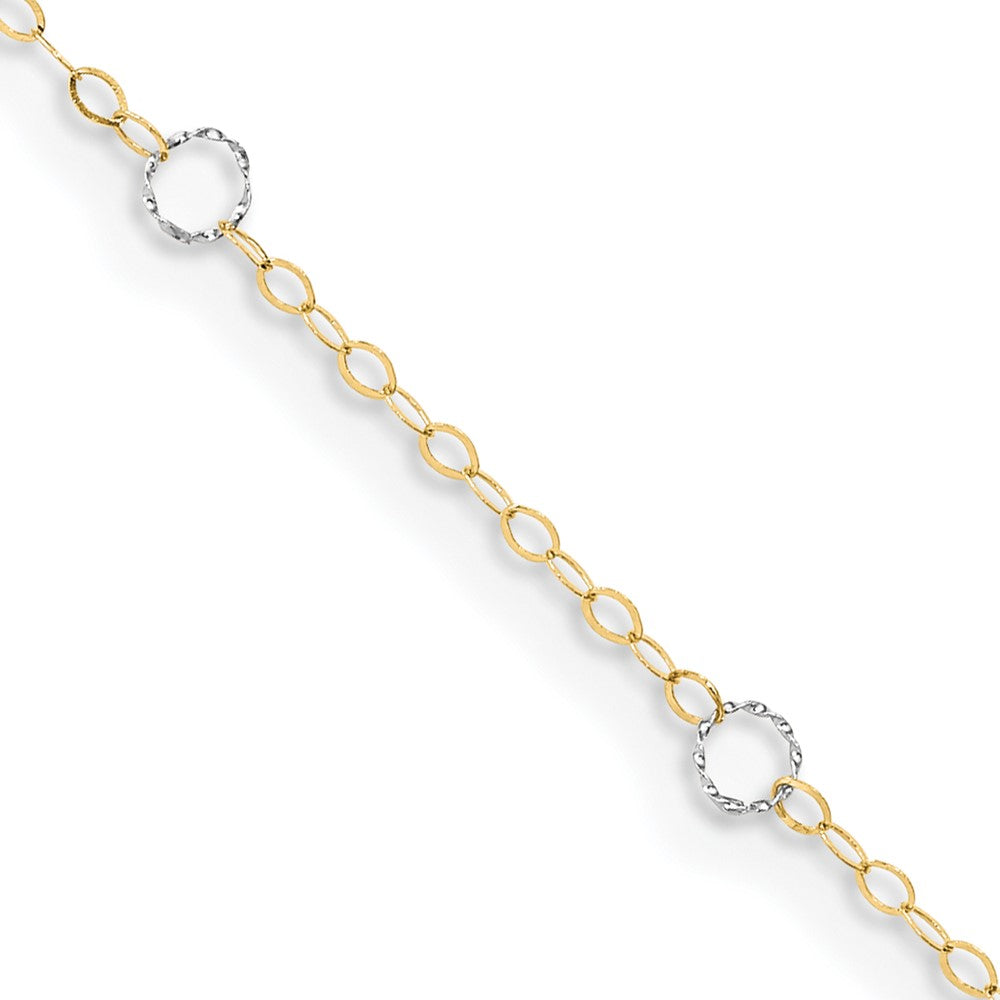 14k Two-Tone Circle 9in Plus 1in ext Anklet - Solomon Jewelers