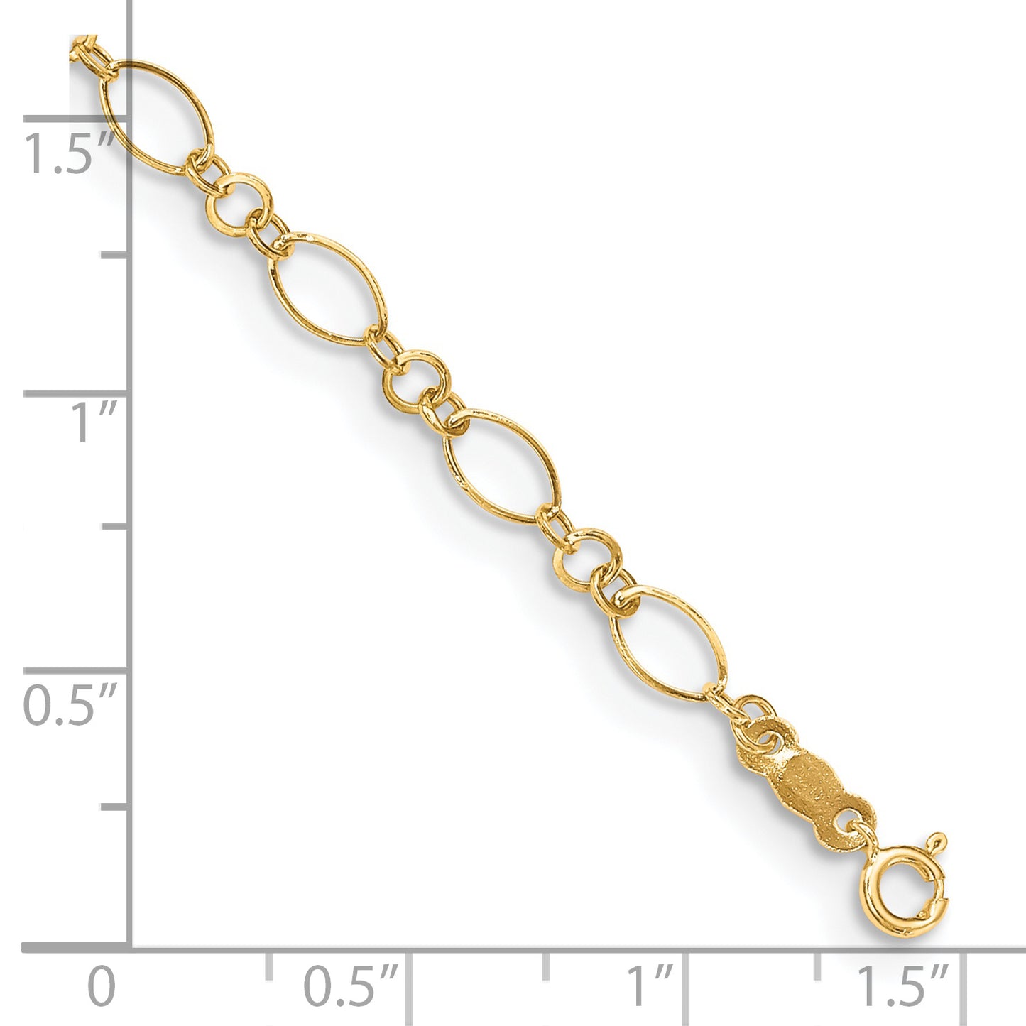 14k Fancy Link 9in with 1in ext Anklet - Solomon Jewelers