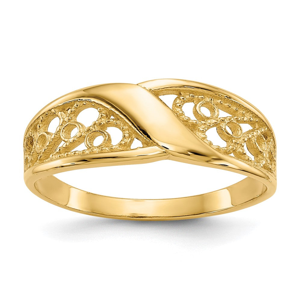 14k Polished Filigree Ring - Solomon Jewelers