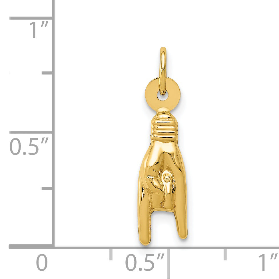 14K 3D Rock On Sign Charm - Solomon Jewelers