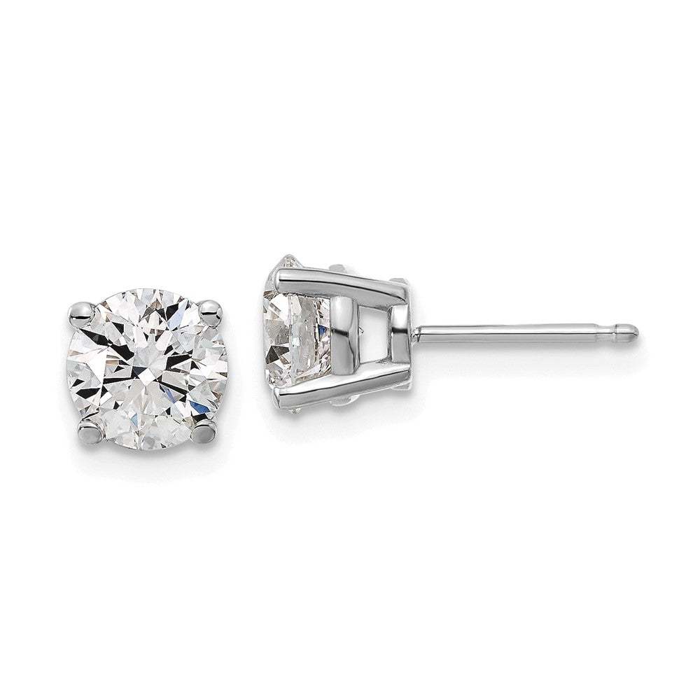 14K White Gold Lab Grown Diamond 2ctw VS/SI FGH 4 Prong Earrings - Solomon Jewelers