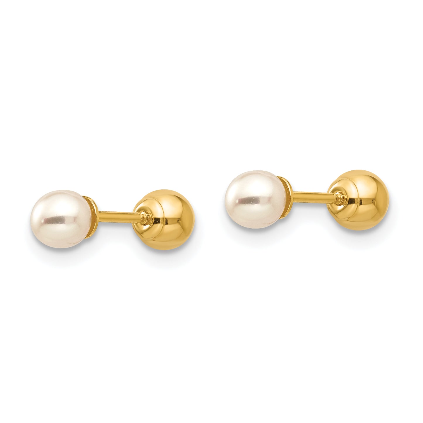 14k Madi K Reversible 3.75-4mm FW Cultured Pearl & Gold Ball Earrings - Solomon Jewelers