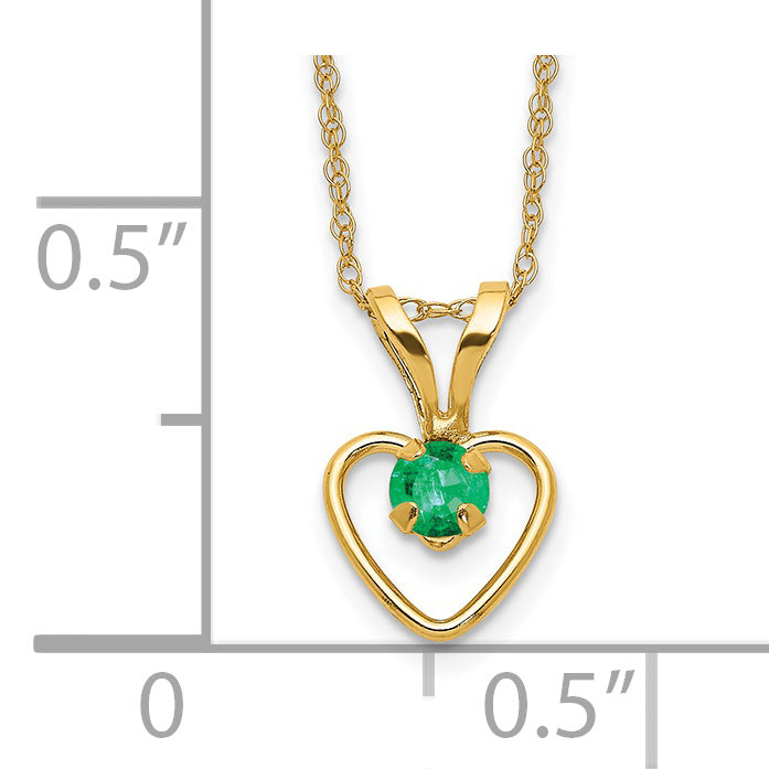 14k Madi K 3mm Emerald Heart Birthstone Necklace - Solomon Jewelers