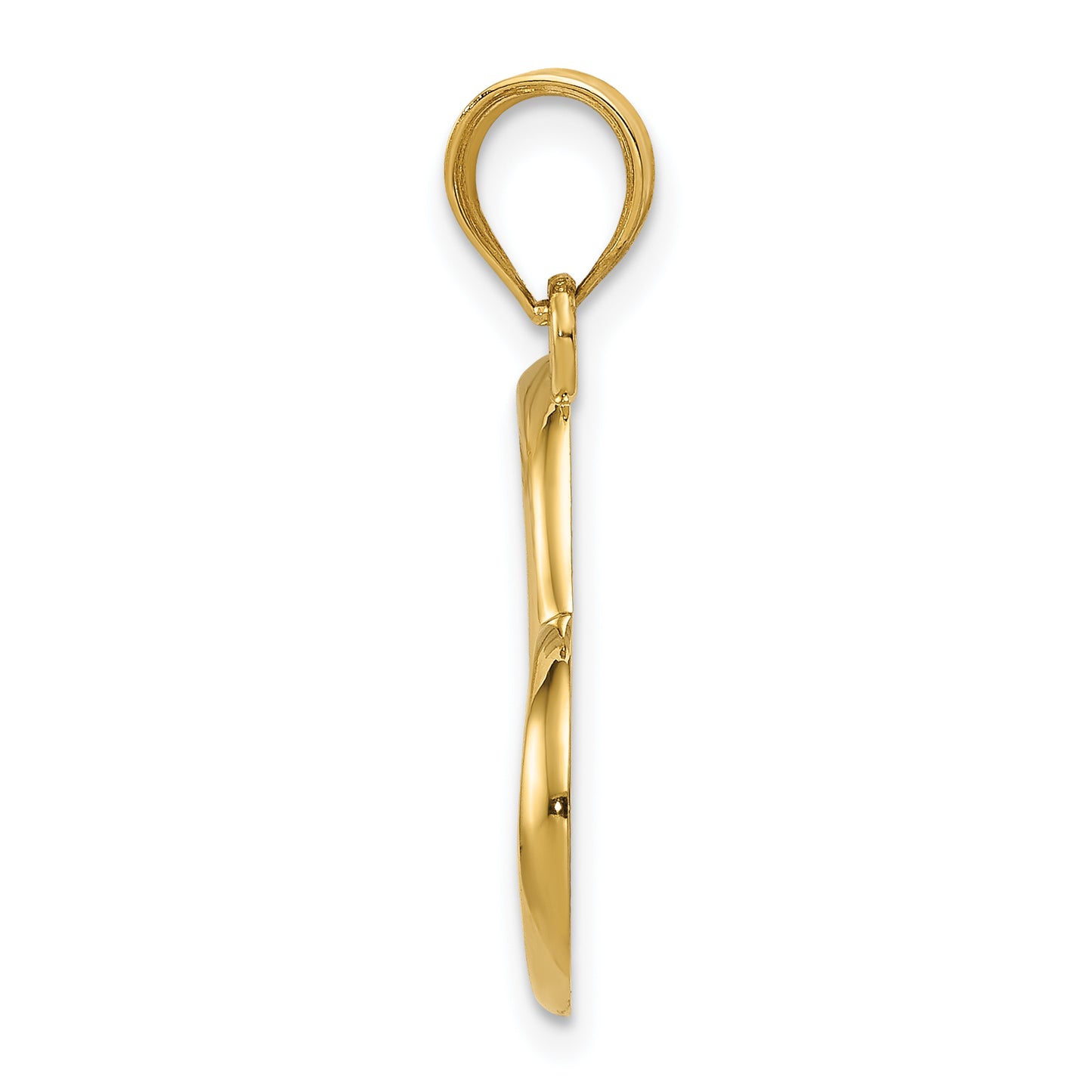 14K Polished Dangling Heart Pendant - Solomon Jewelers