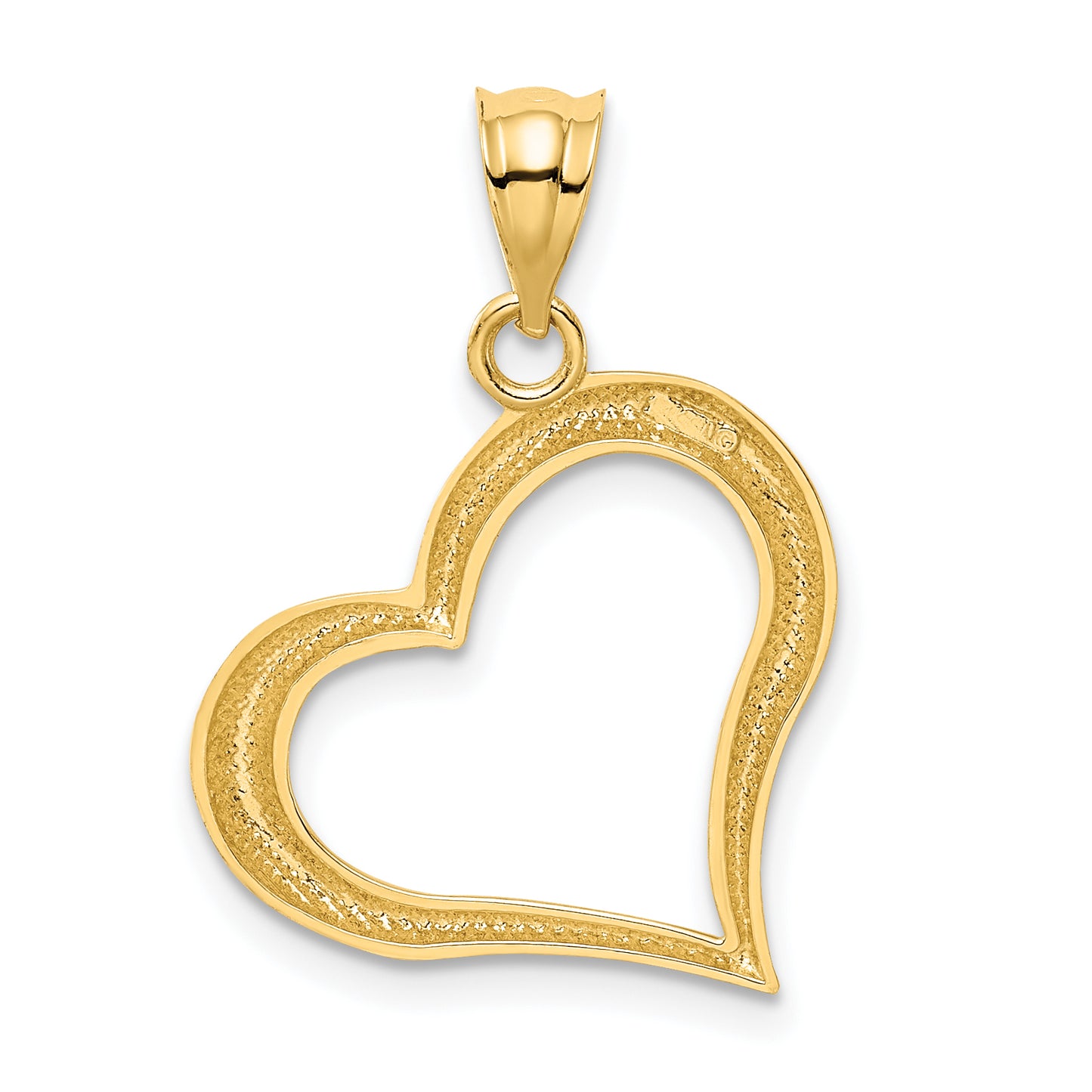 14K Polished Dangling Heart Pendant - Solomon Jewelers