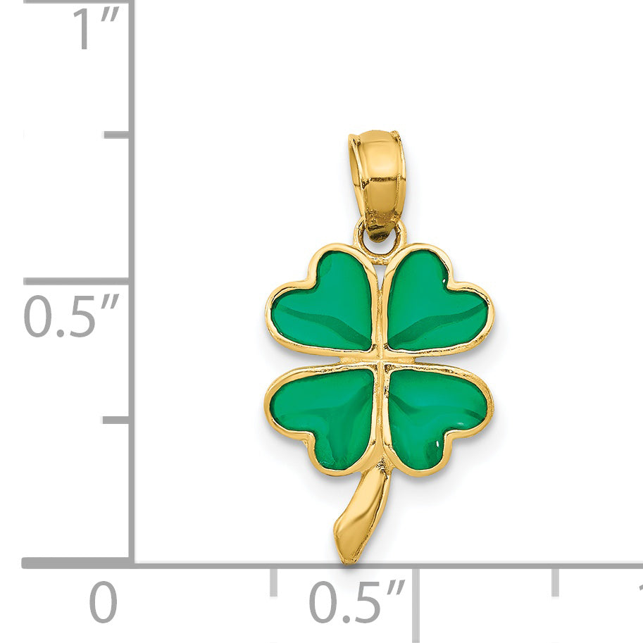 14K 4-Leaf Clover Enameled Pendant - Solomon Jewelers
