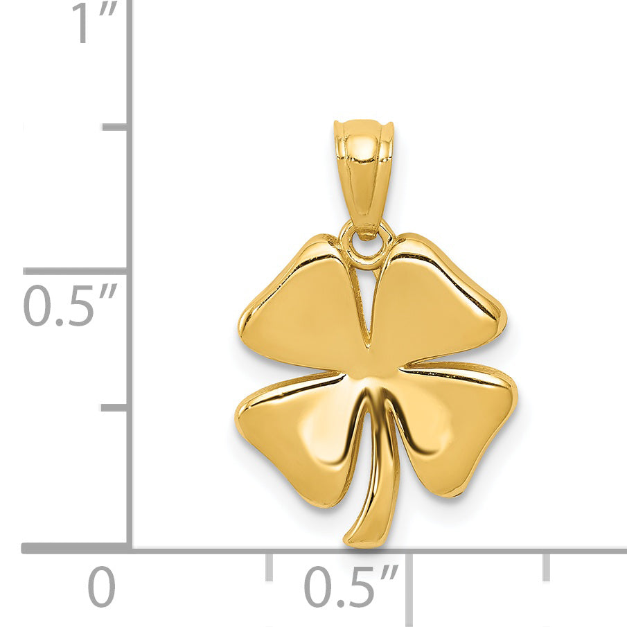 14k Gold Polished 4 Leaf Clover Pendant - Solomon Jewelers