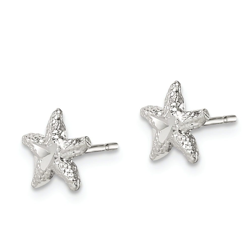 Sterling Silver Starfish Mini Earrings with D/C Center - Solomon Jewelers