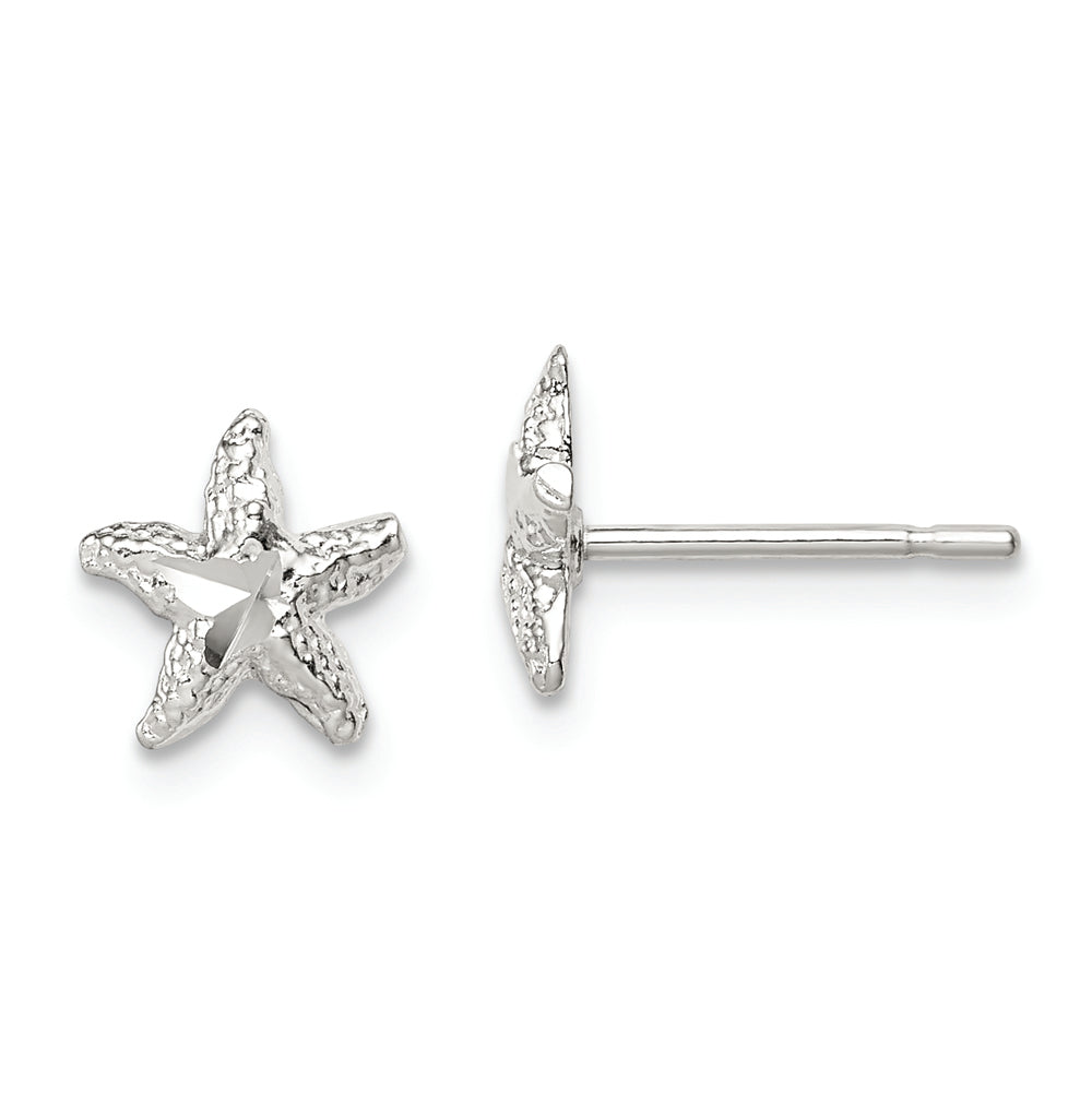 Sterling Silver Starfish Mini Earrings with D/C Center - Solomon Jewelers