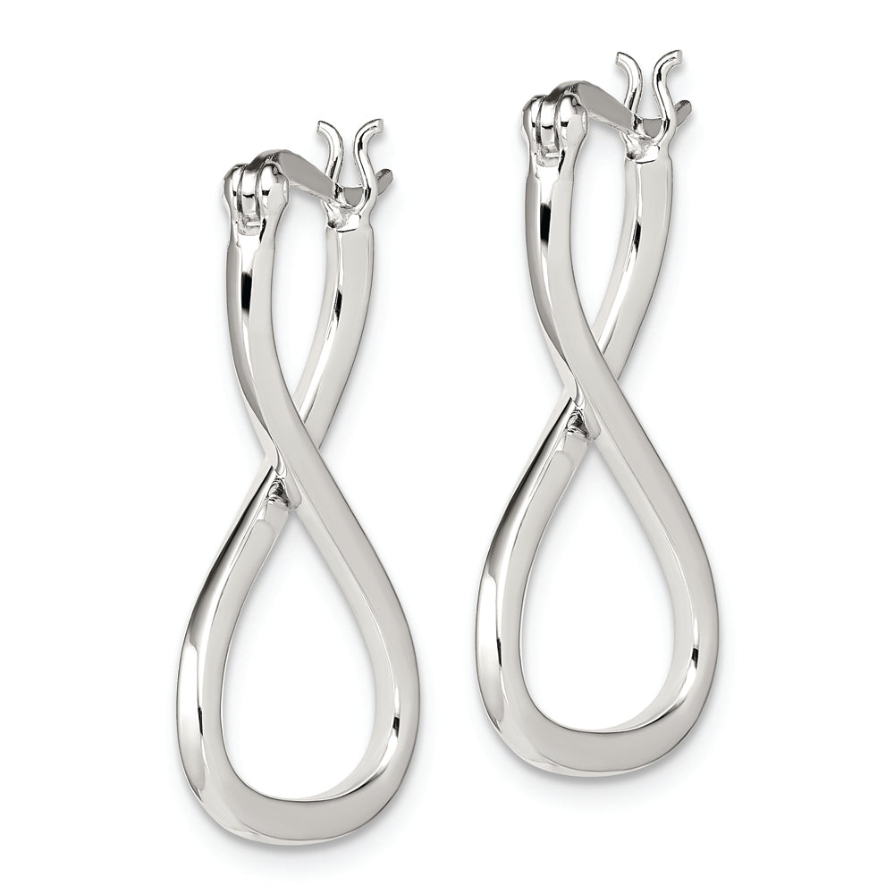 Sterling Silver Polished & Twisted Oval Hoop Earrings - Solomon Jewelers