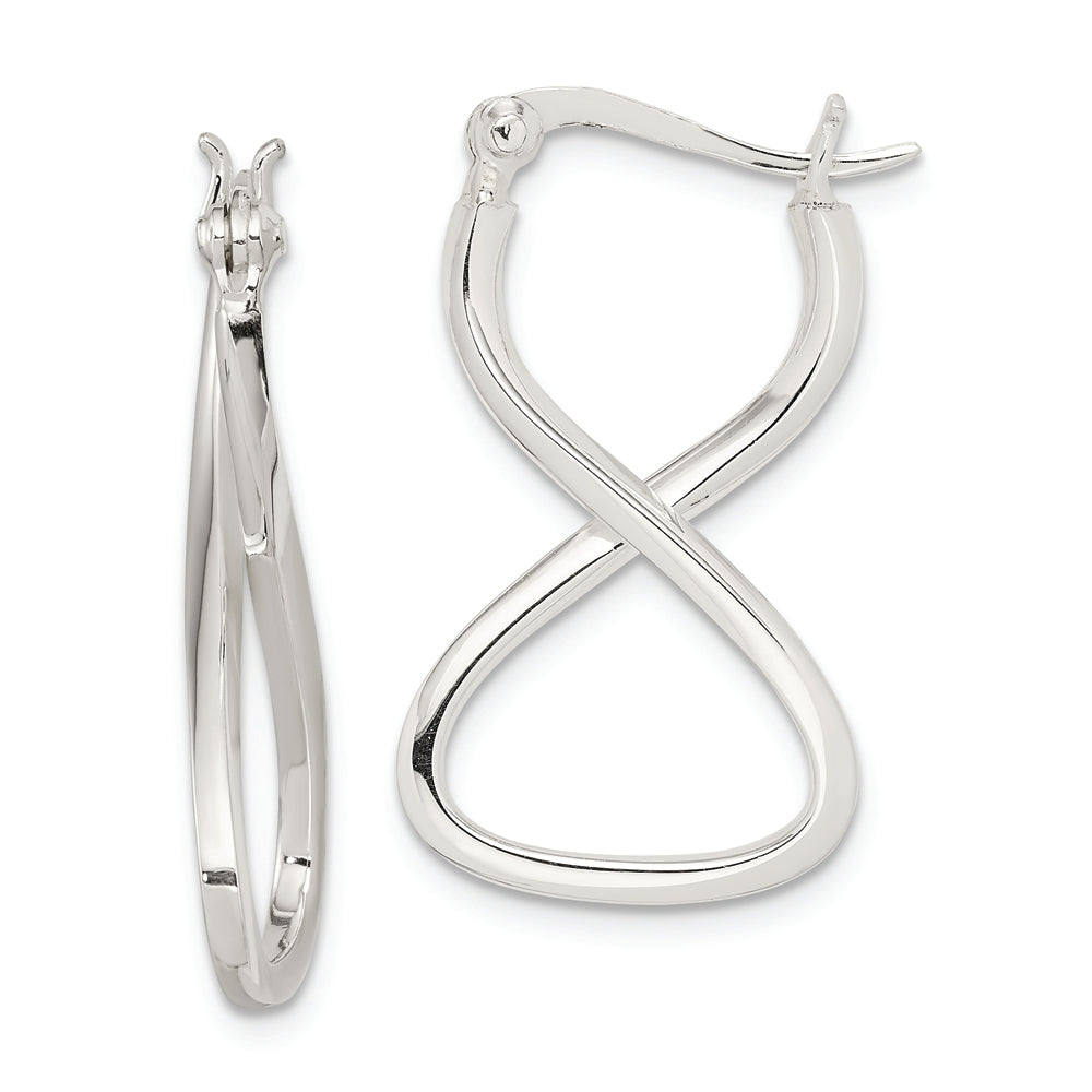 Sterling Silver Polished & Twisted Oval Hoop Earrings - Solomon Jewelers