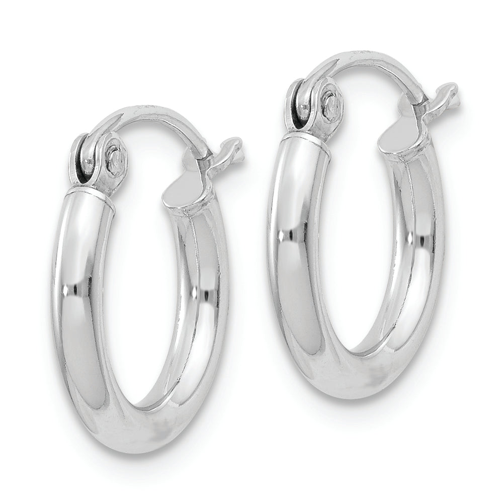 Sterling Silver Rhodium-plated 2mm Round Hoop Earrings - Solomon Jewelers