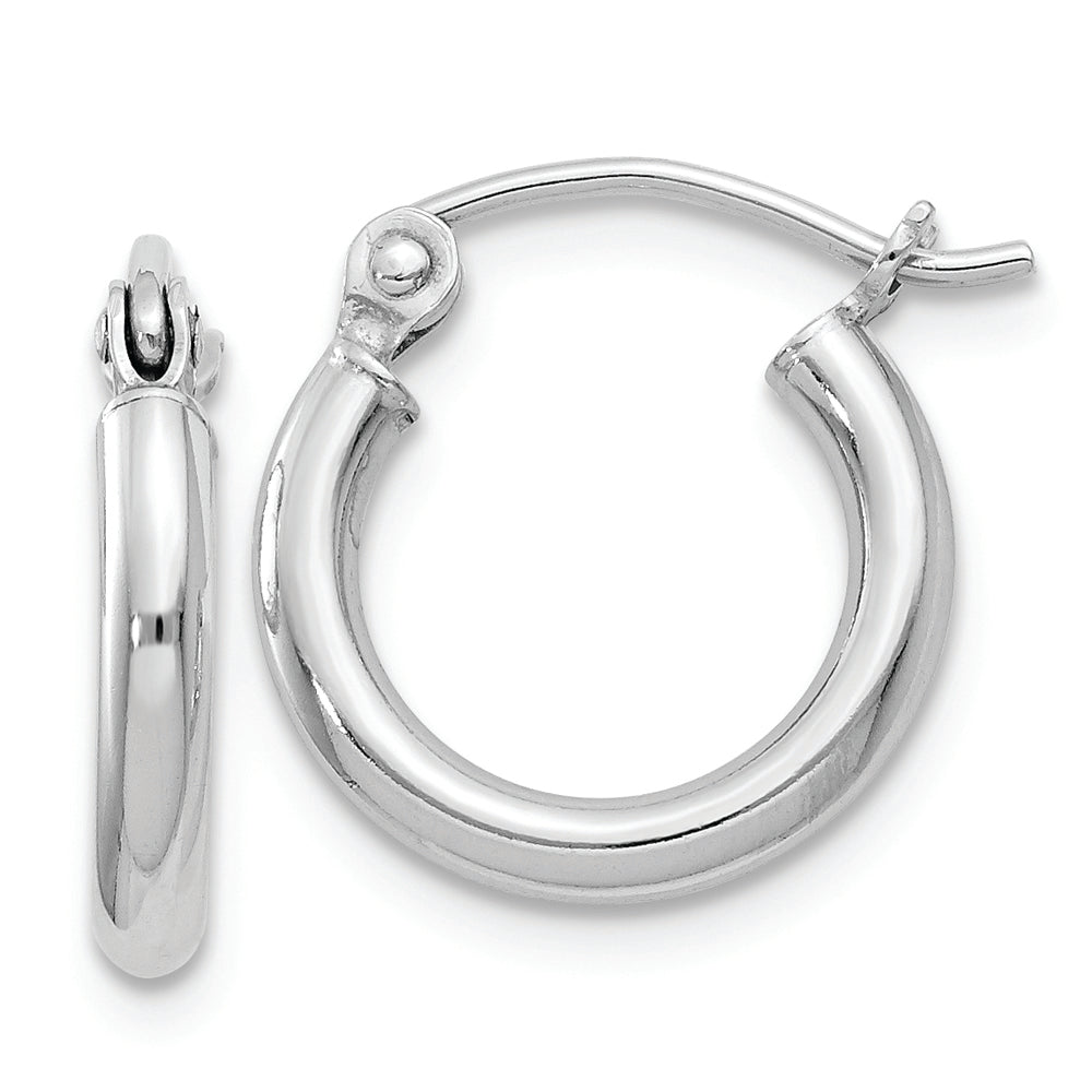 Sterling Silver Rhodium-plated 2mm Round Hoop Earrings - Solomon Jewelers