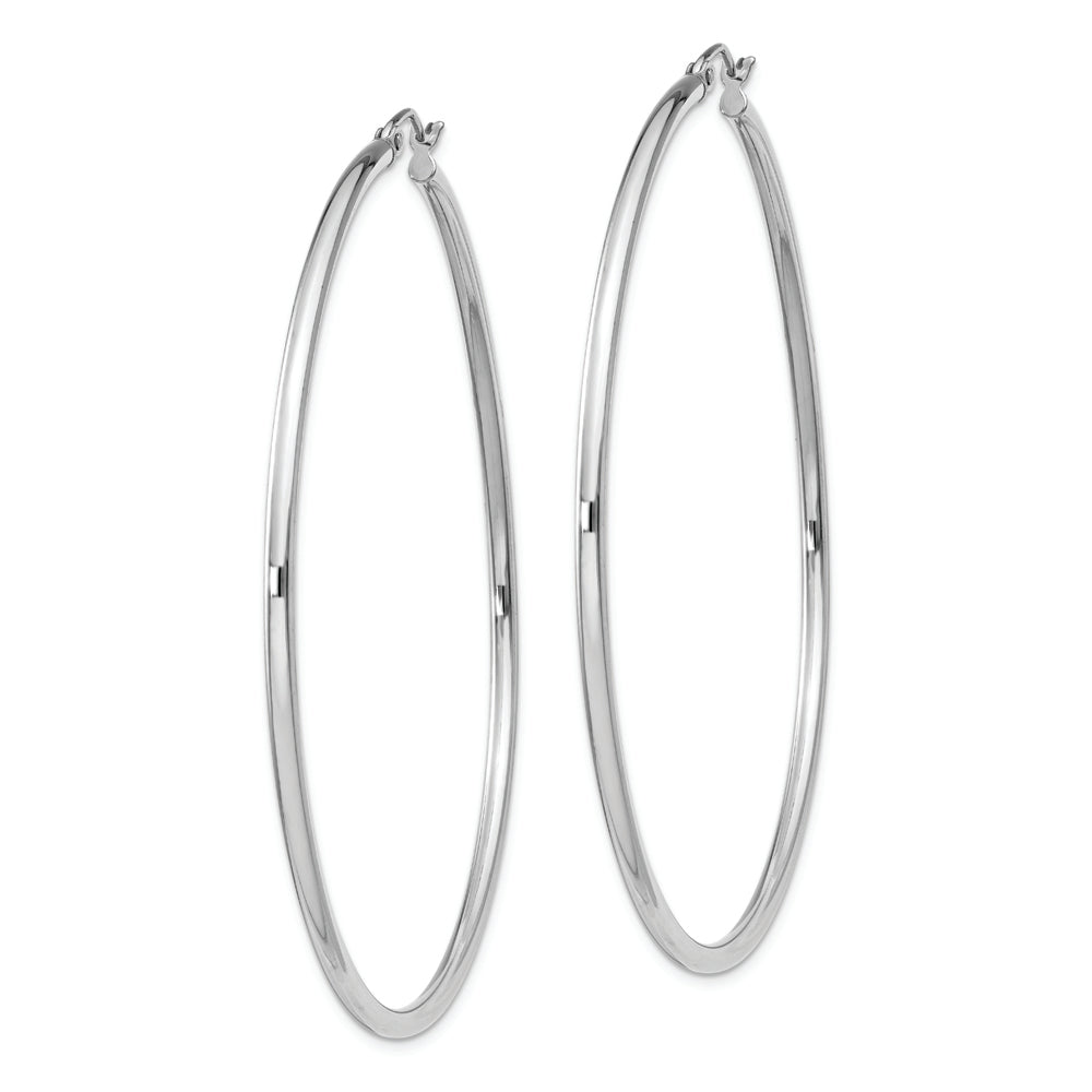 Sterling Silver Rhodium-plated 2mm Round Hoop Earrings - Solomon Jewelers