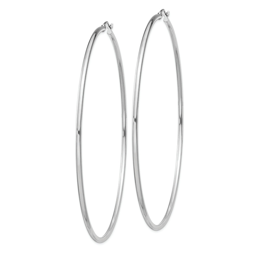 Sterling Silver Rhodium-plated 2mm Round Hoop Earrings - Solomon Jewelers