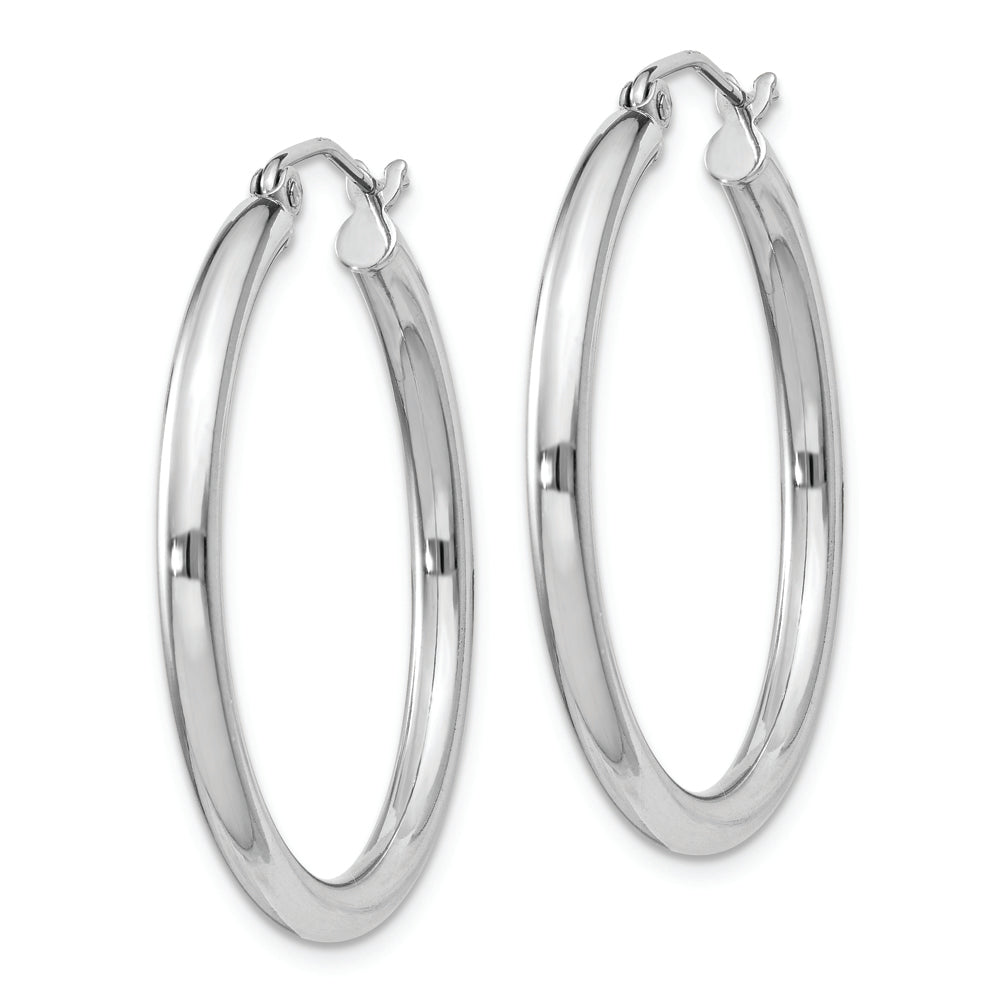Sterling Silver Rhodium-plated 2.5mm Round Hoop Earrings - Solomon Jewelers