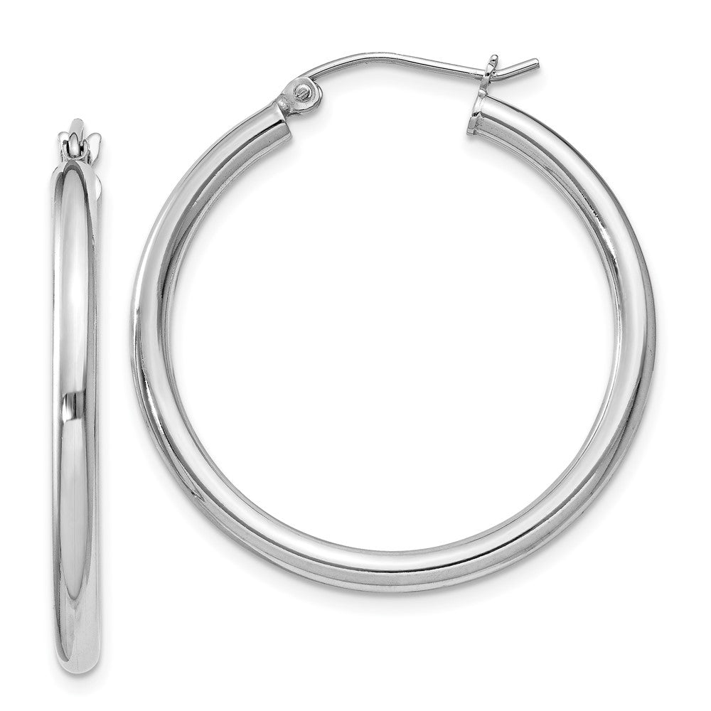 Sterling Silver Rhodium-plated 2.5mm Round Hoop Earrings - Solomon Jewelers