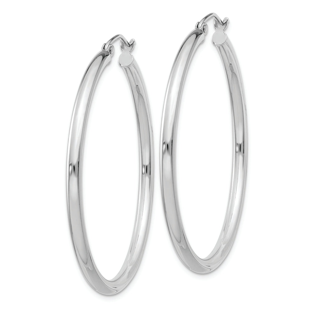 Sterling Silver Rhodium-plated 2.5mm Round Hoop Earrings - Solomon Jewelers