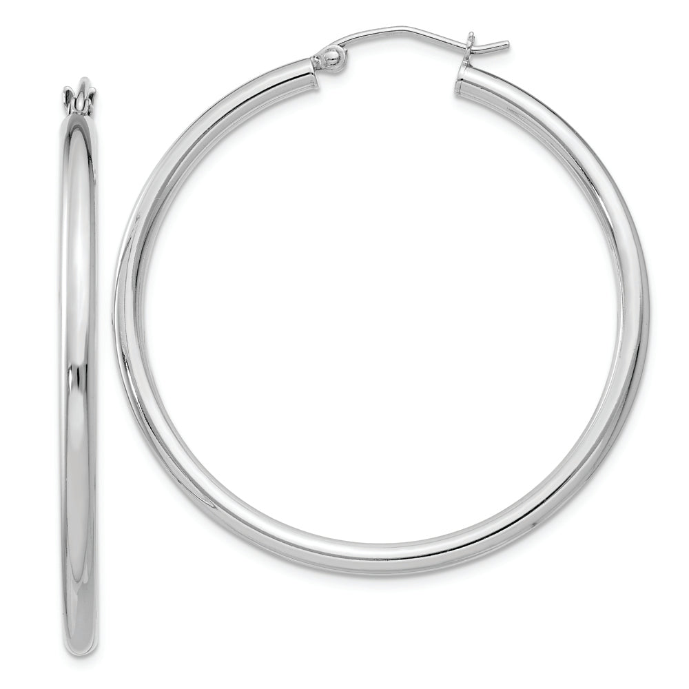 Sterling Silver Rhodium-plated 2.5mm Round Hoop Earrings - Solomon Jewelers