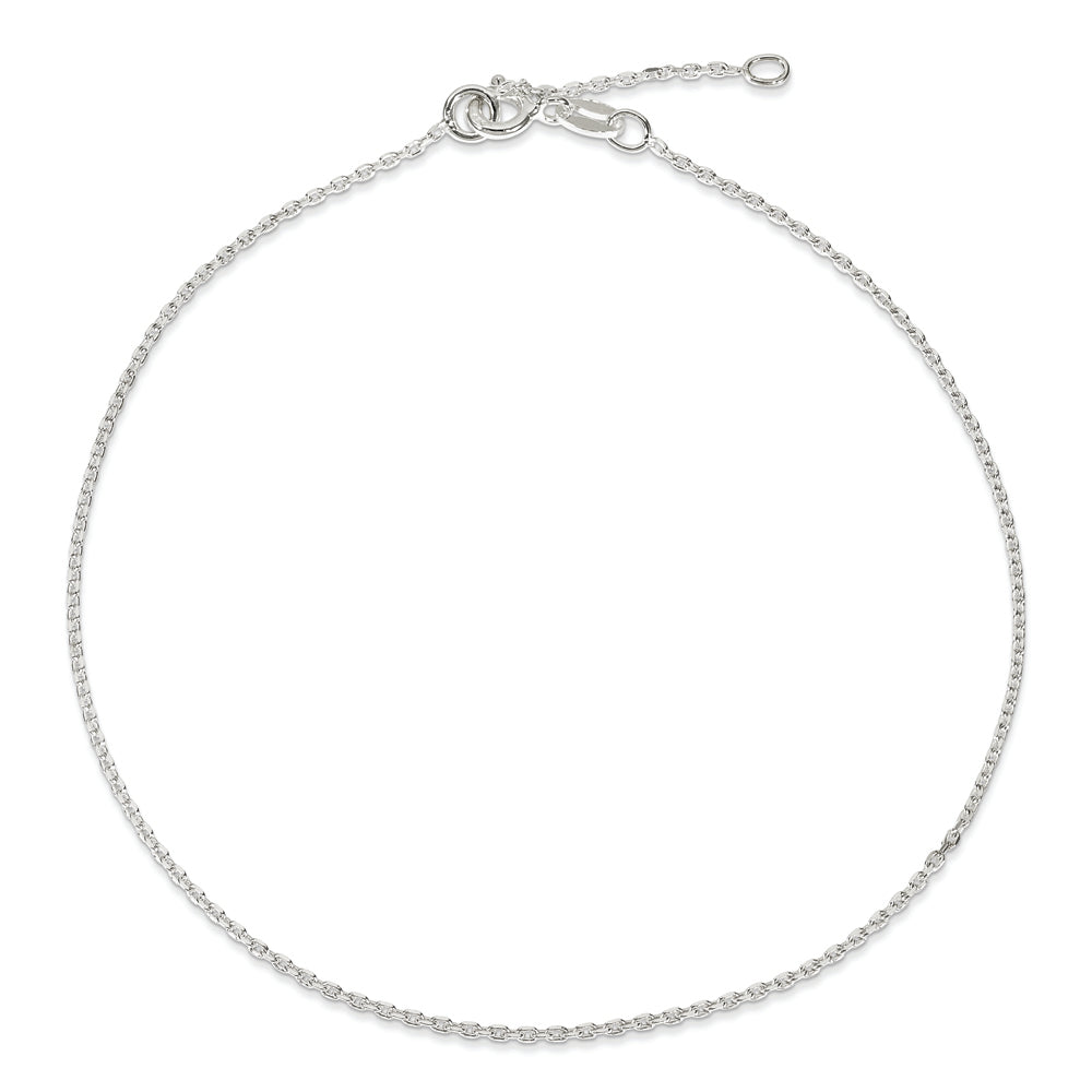 Sterling Silver 1mm Diamond-cut 9in Plus 1in ext. Anklet - Solomon Jewelers