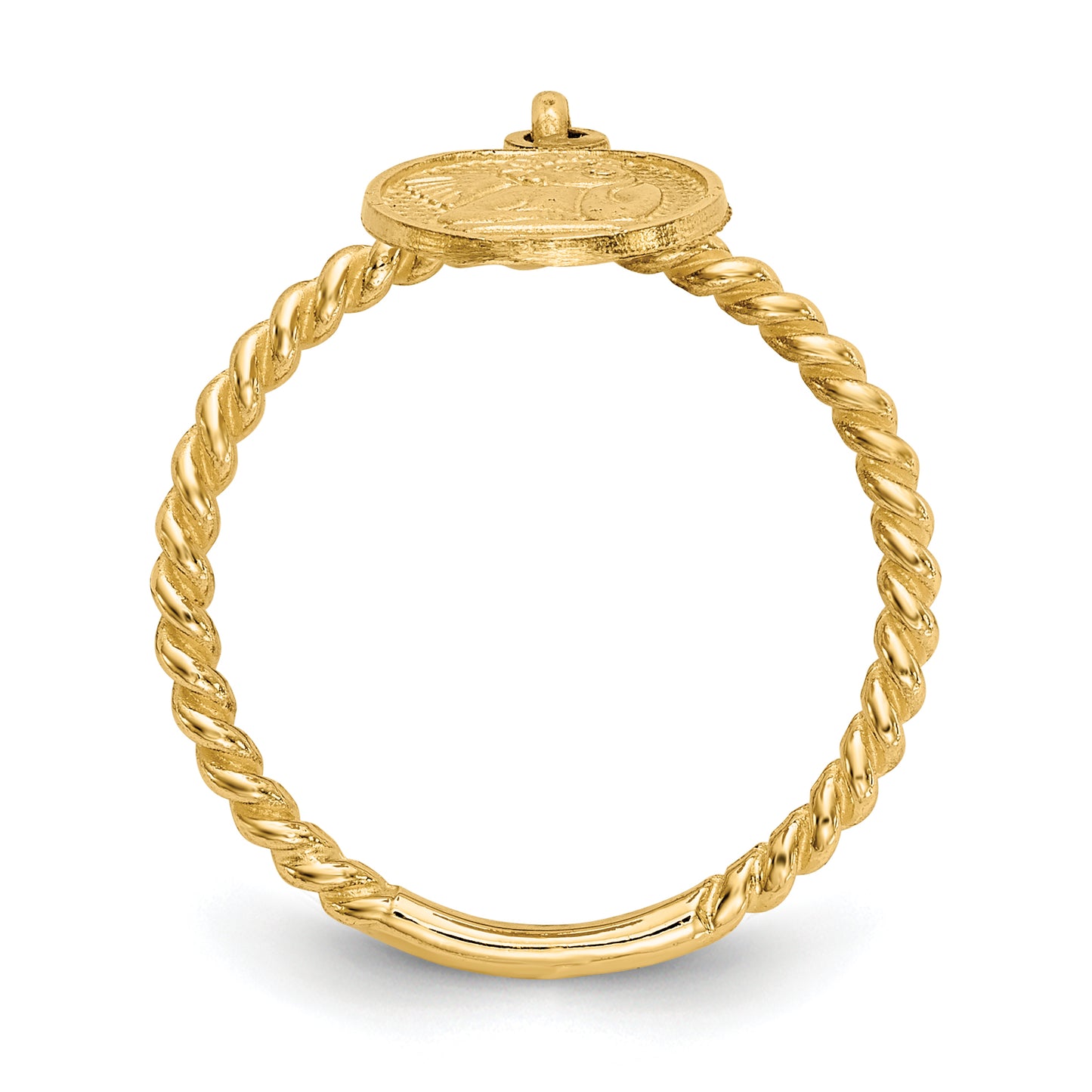 14k Polished Angel Dangle Charm Kids Ring - Solomon Jewelers