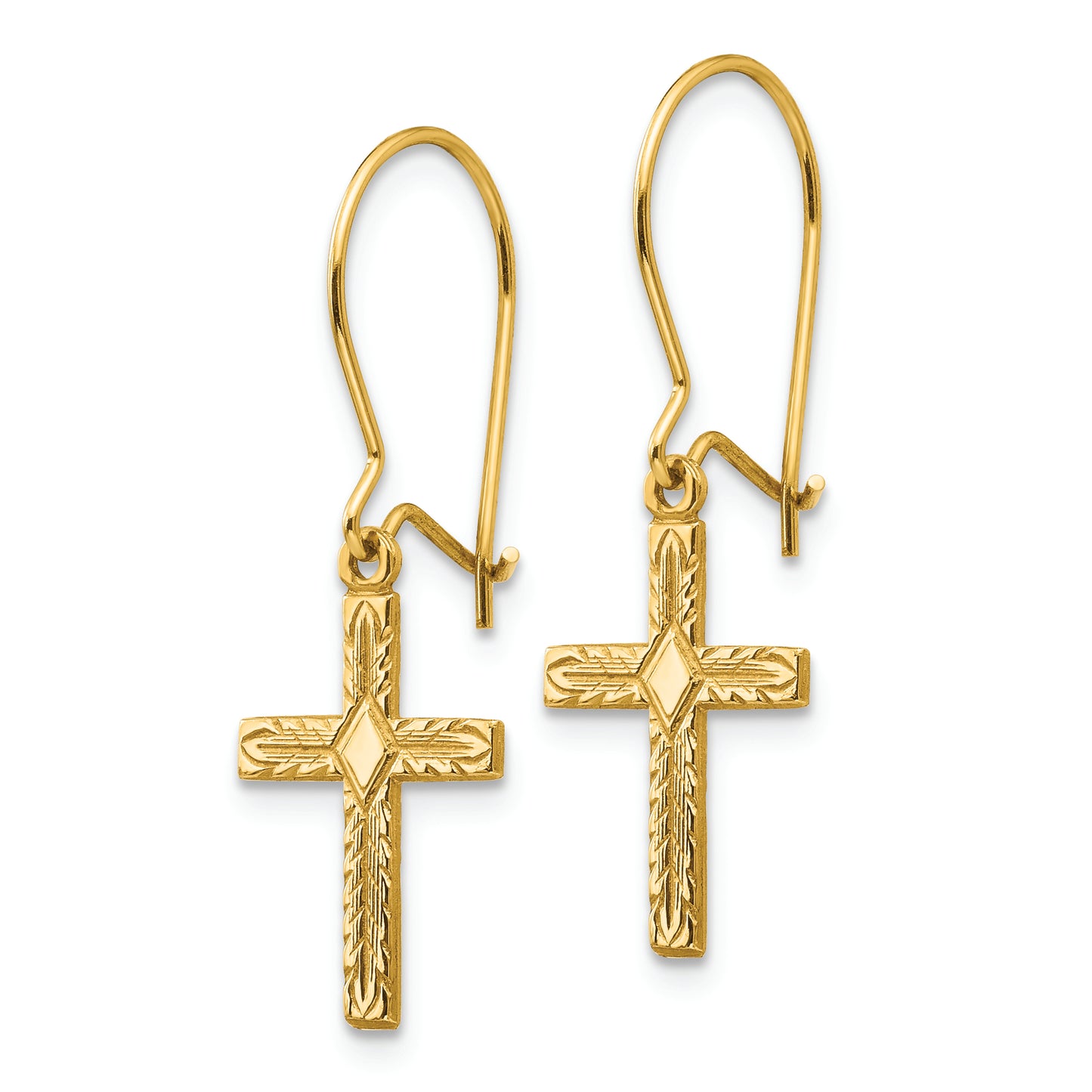 14k Polished & Satin Cross Earrings - Solomon Jewelers