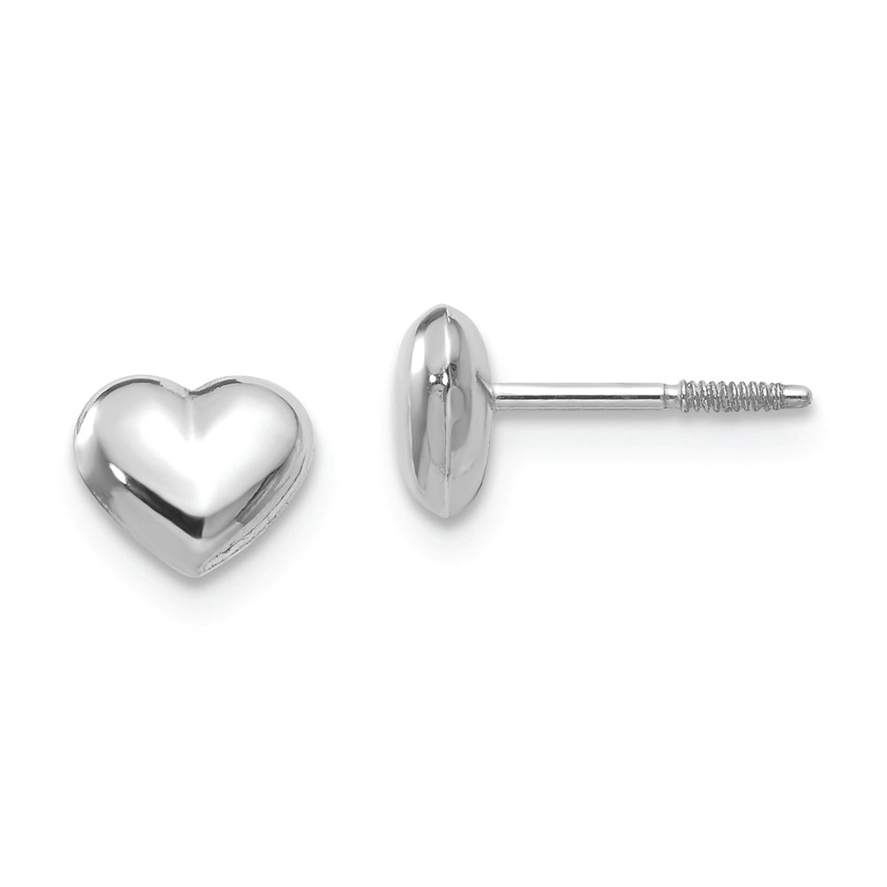 14k Madi K White Gold Puff Heart Post Earrings - Solomon Jewelers