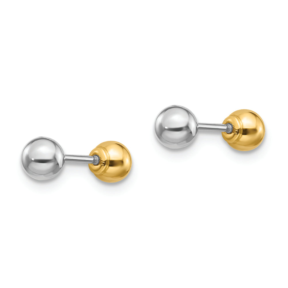 14k Two-tone Madi K Reversible 4mm Ball Earrings - Solomon Jewelers