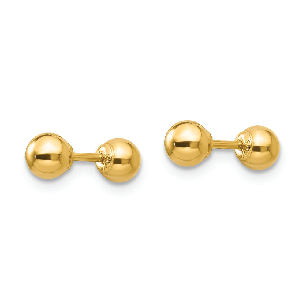 14k Madi K Polished Reversible 4mm Ball Earrings - Solomon Jewelers