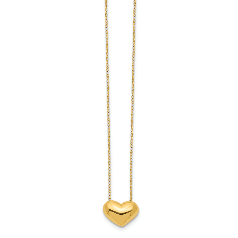 14k Polished Puffed Heart 18 inch Necklace - Solomon Jewelers