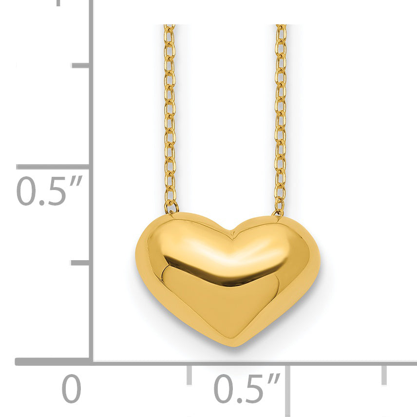 14k Polished Puffed Heart 18 inch Necklace - Solomon Jewelers