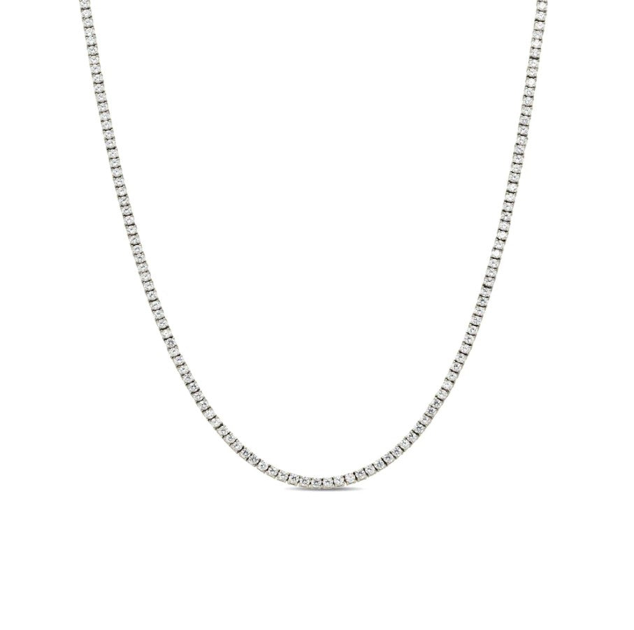Sterling Silver 3mm CZ Tennis One Row Chain 4 Prong 18 Inch Necklace RP - Solomon Jewelers