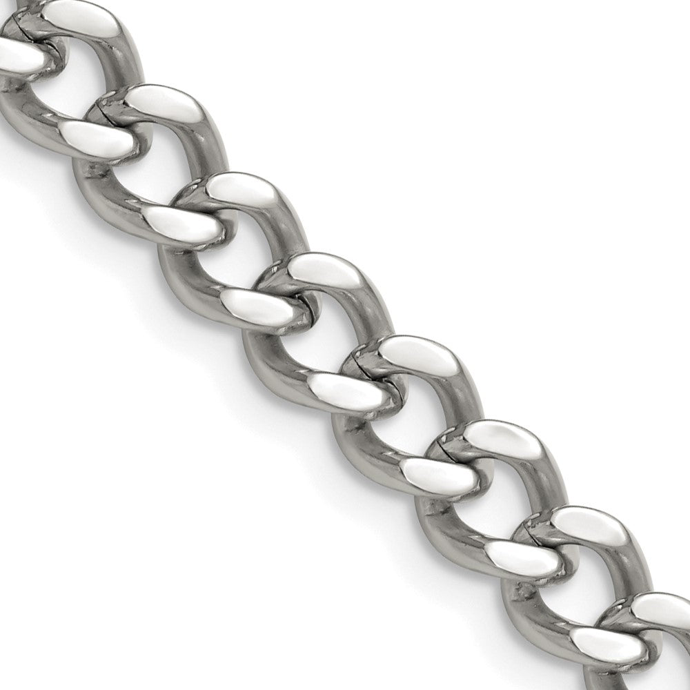 Stainless Steel Polished 7.5mm 24in Curb Chain - Solomon Jewelers