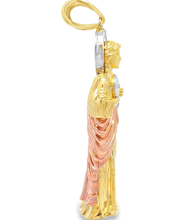 10 Karat Tri-Color Gold St. Jude Pendant