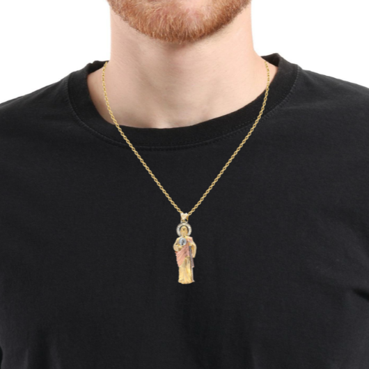 10 Karat Tri-Color Gold St. Jude Pendant