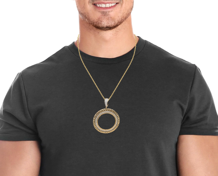 10K Yellow Gold Coin Bezel with CZ Accents (Fits 50 Pesos Coin) - Solomon Jewelers