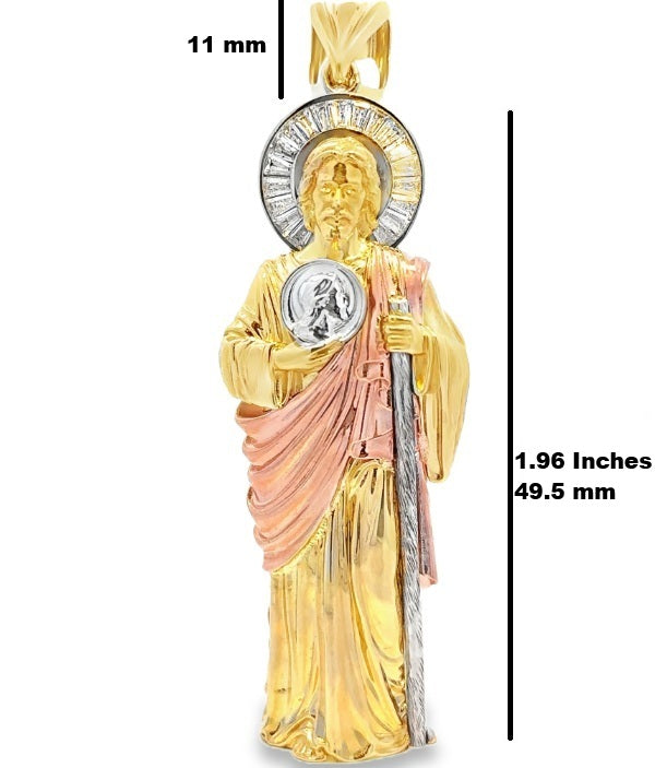 10 Karat Tri-Color Gold St. Jude Pendant